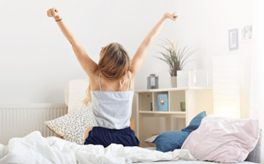 Woman waking energized