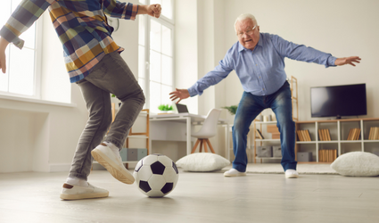 grandfather elderly playing grandson enjoying life