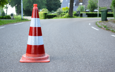 Traffic cone on road