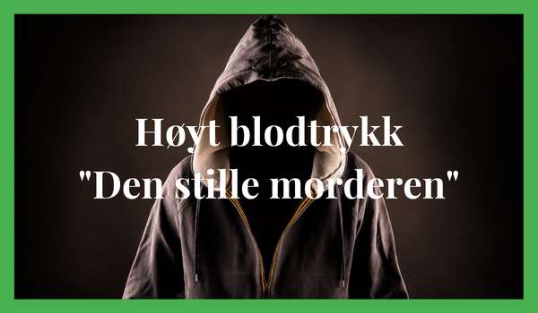 En hettefigur som ikke kan sees på grunn av mørk skygge inne i panseret som representerer døden, med følgende ord overlagt: Høyt blodtrykk 